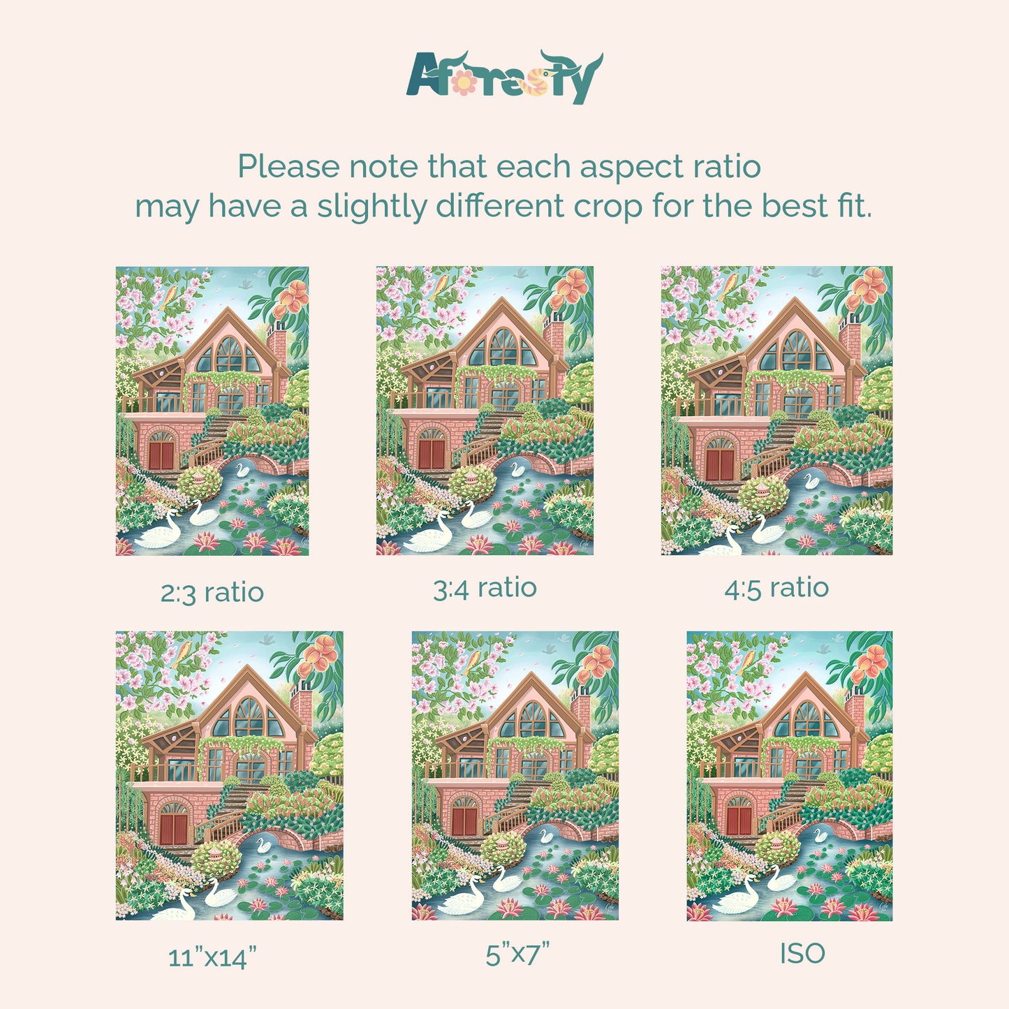 Peaceful Home in Springtime – Printable Cottage Wall Art, Country House & Garden Digital Download